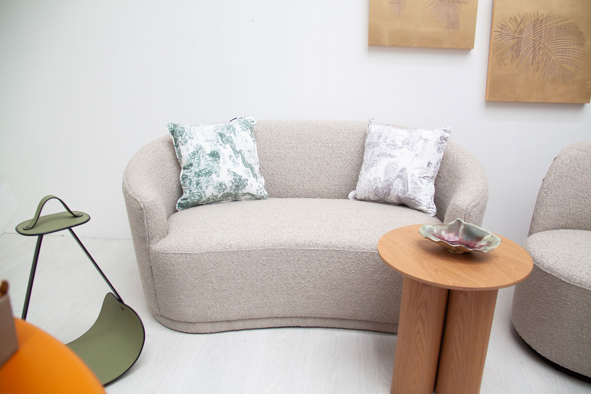 CANAPE 2P TISSU BOUCLE GRIS -148x73x77,5