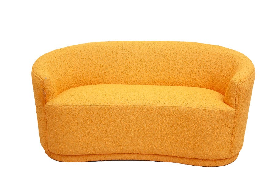 CANAPE 2P TISSU BOUCLE, JAUNE-148x73x77,5