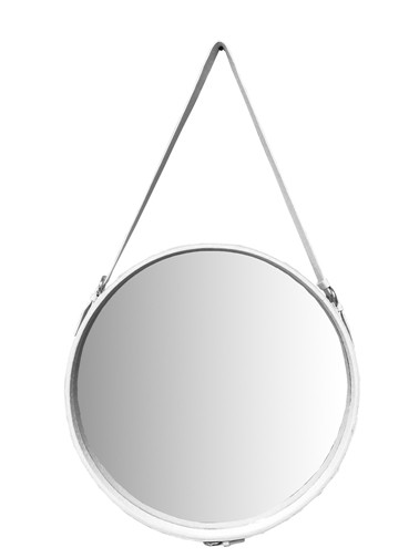 MIROIR ROND AVEC LANIERE BLANC