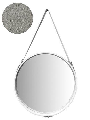 MIROIR ROND AVEC LANIERE GRIS FONCE