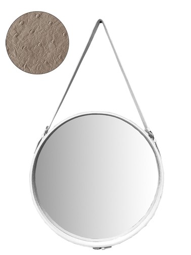 MIROIR ROND AVEC LANIÈRE TAUPE