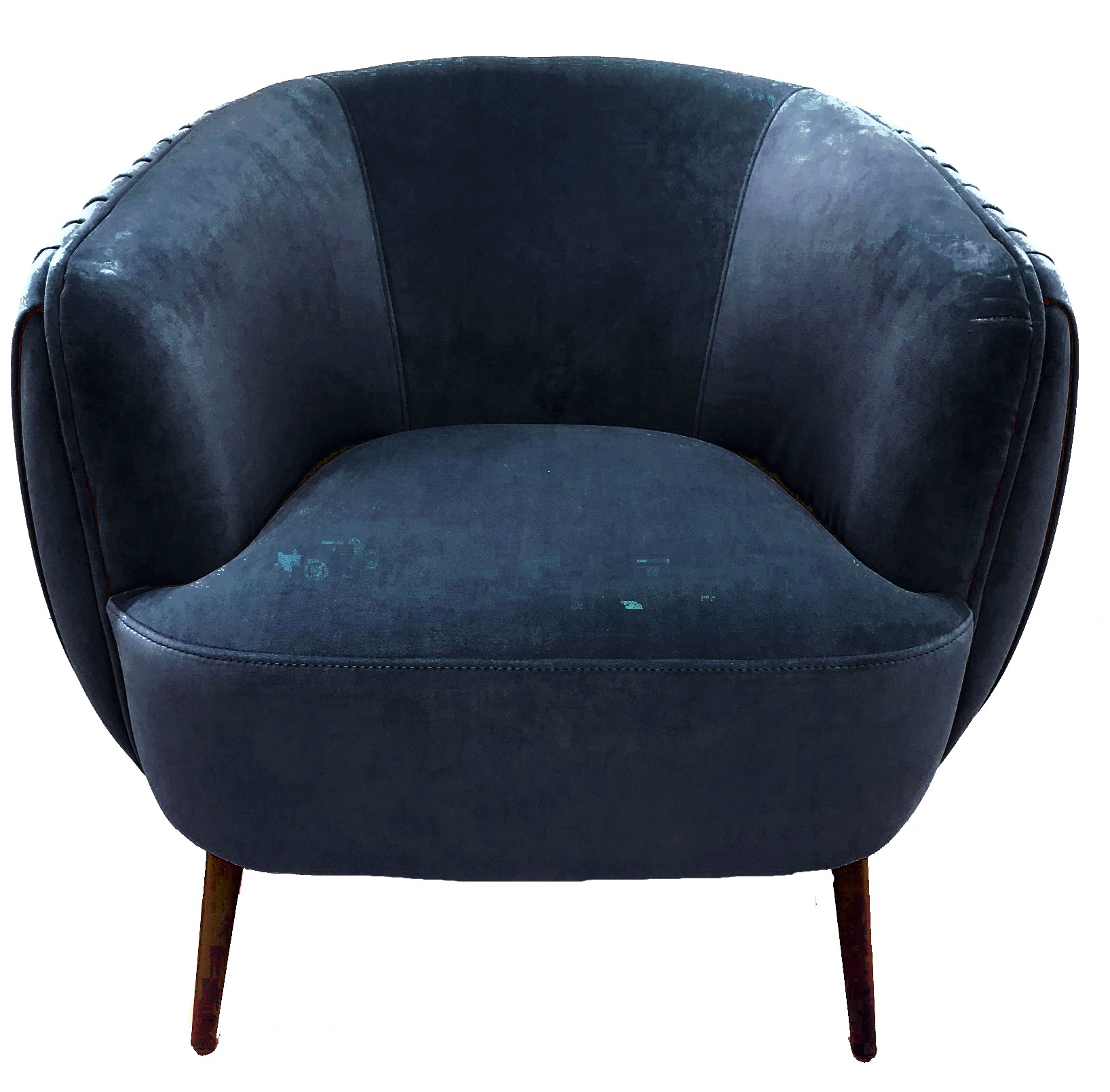 FAUTEUIL EFFET PLISSE EN VELOURS BLEU L77*P80*H74