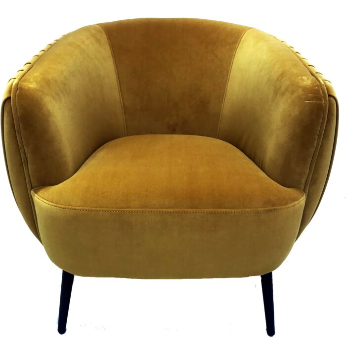 FAUTEUIL EFFET PLISSE EN VELOURS JAUNE L77*P80*H74