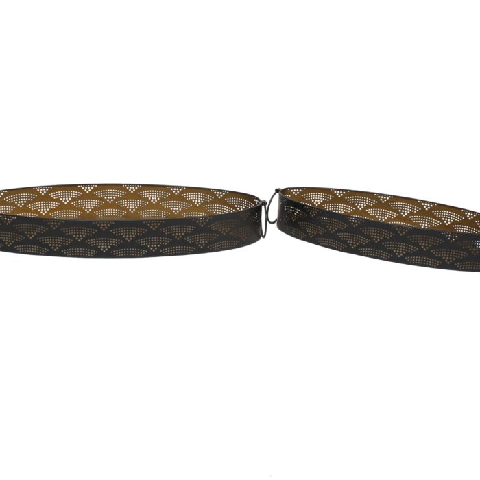 SET DE 2 PLATEAUX OVAL AJOURE EN METAL L62*P22*H8/L52*P18