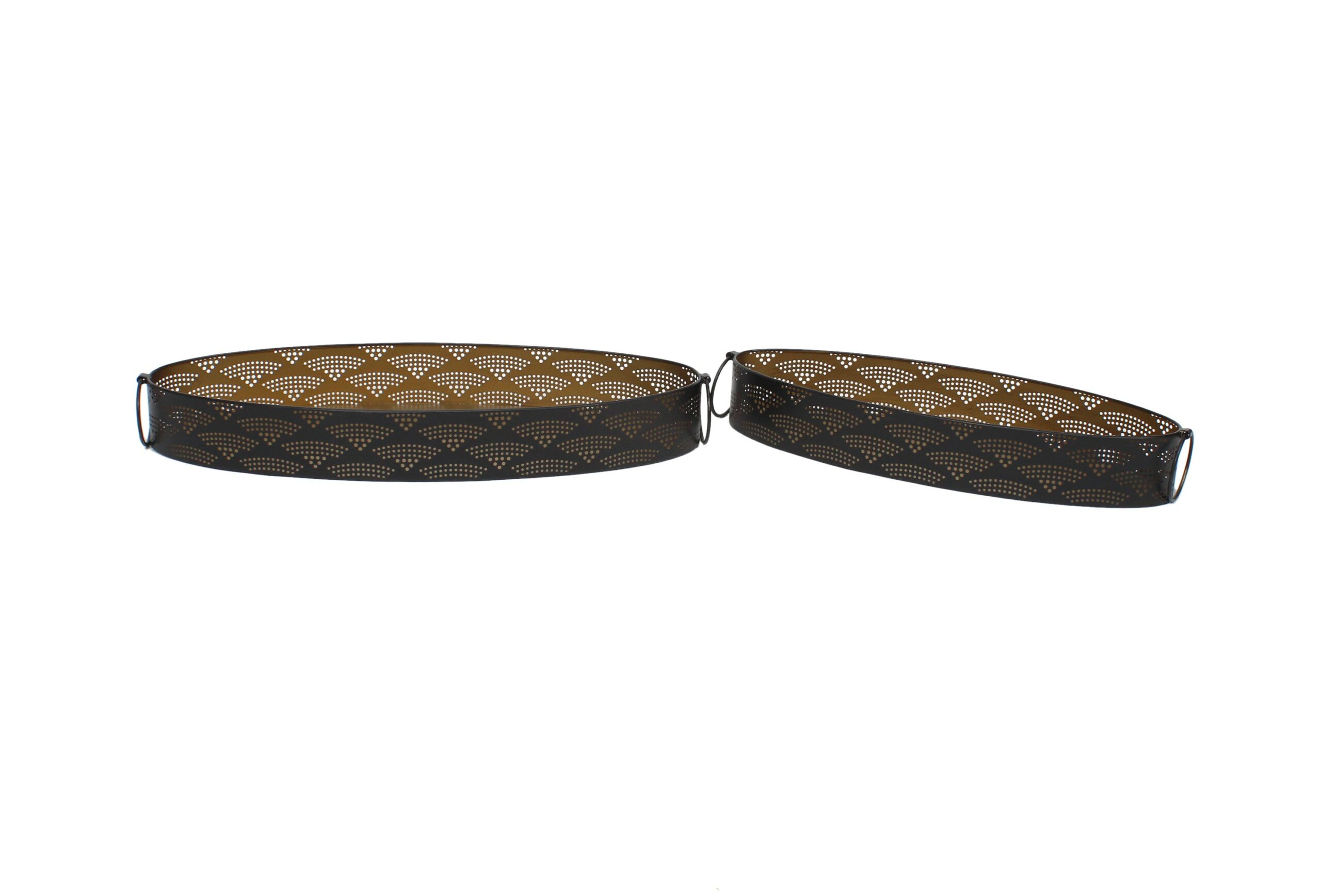 SET DE 2 PLATEAUX OVAL AJOURE EN METAL L62*P22*H8/L52*P18