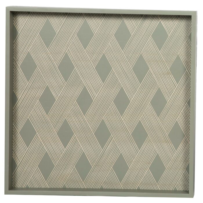 PLATEAU CARRE SCULPTE A MOTIF GEOMETRIQUE -L 50*5*50