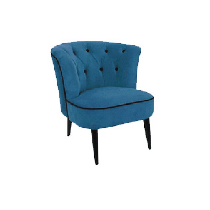 FAUTEUIL CAPITONNE CHIC - Bleu canard 100% POLYSTER