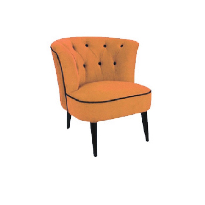 FAUTEUIL CAPITONNE CHIC - Jaune curry 100% POLYSTER