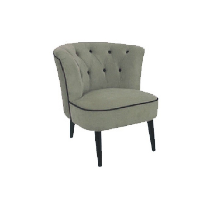 FAUTEUIL CAPITONNE CHIC - Gris taupe 100% POLYSTER