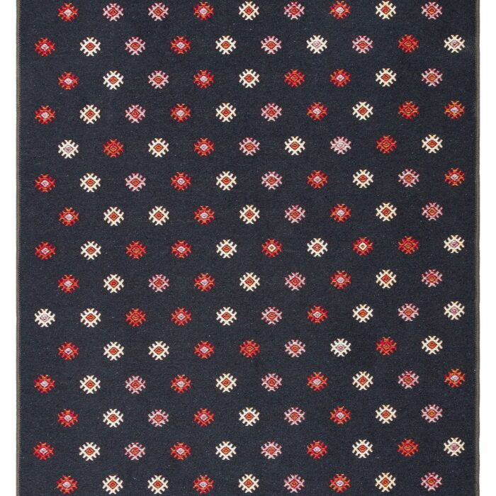 TAPIS COTON RECYCLE ROUGE NOIR 80x150x5