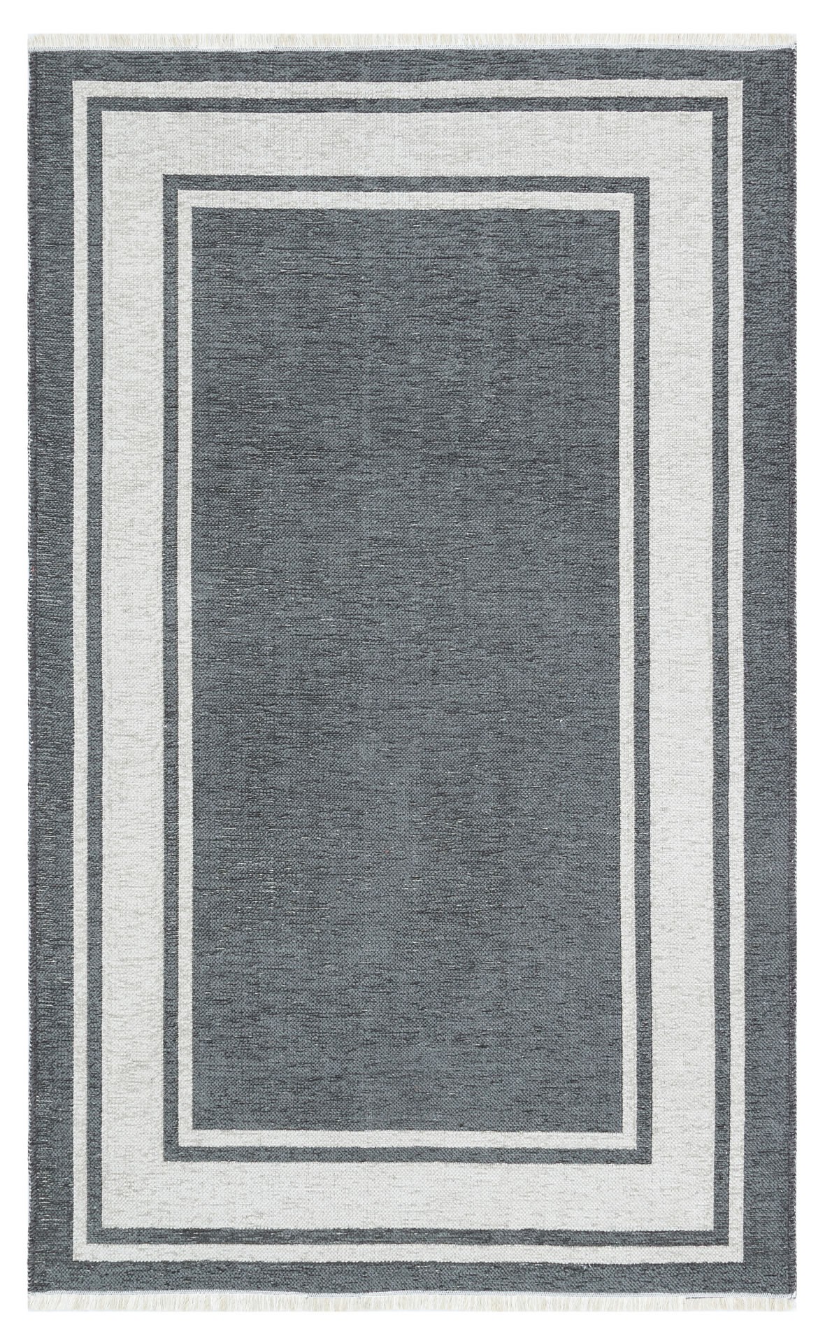 TAPIS REVERSIBLE & LAVABLE GRIS BLANC 115x180x8