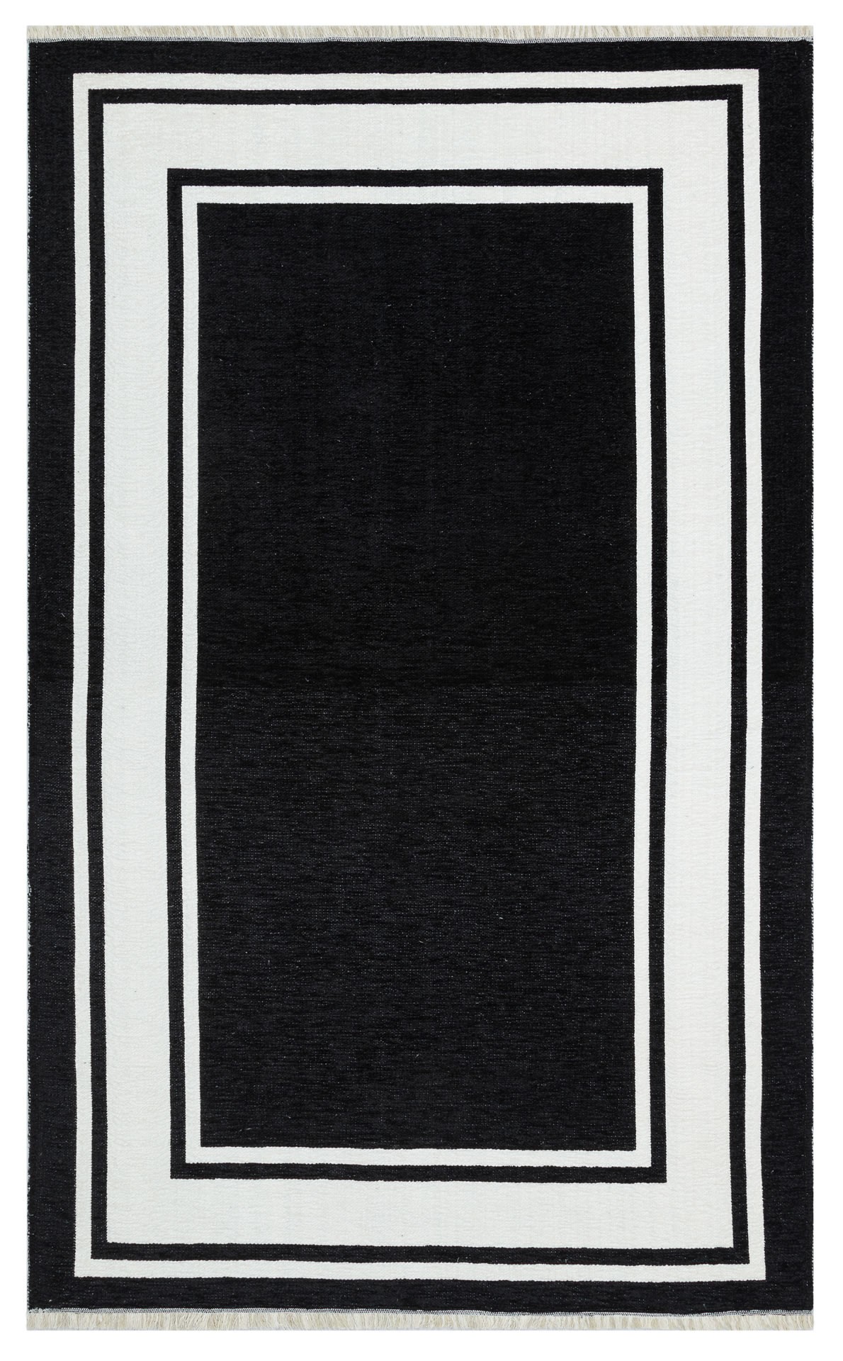 TAPIS REVERSIBLE & LAVABLE NOIR BLANC 115x180x8