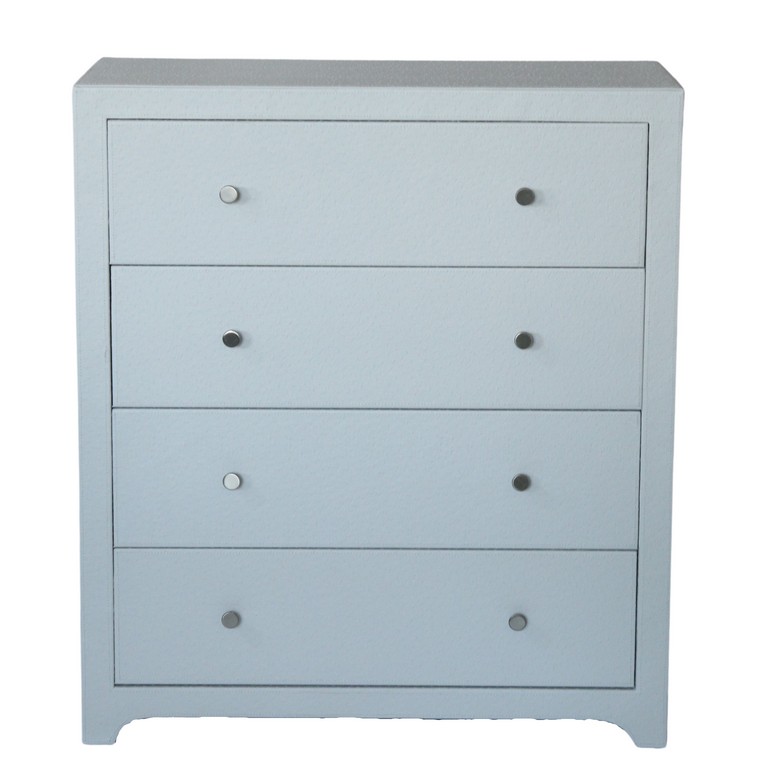 COMMODE 4 TIROIRS * ASPECT AUTRUCHE * BLANC L80*P38*H90