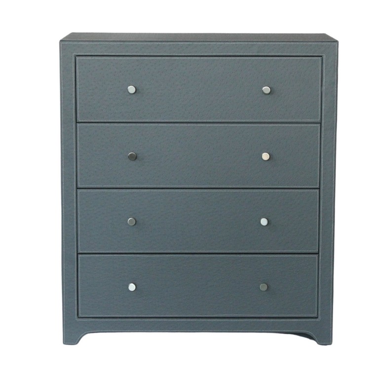 COMMODE 4 TIROIRS * ASPECT AUTRUCHE * GRIS FONCE L80*P38*H90