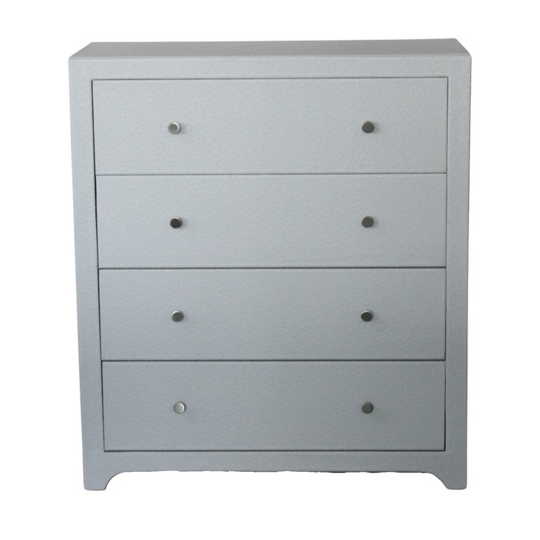 COMMODE 4 TIROIRS * ASPECT AUTRUCHE * GRIS PERLE L80*P38*H90