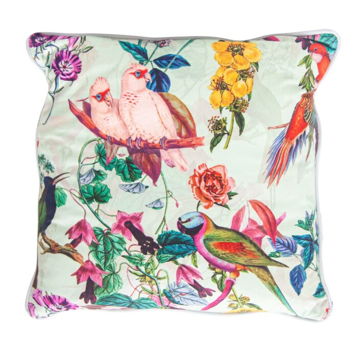 COUSSIN OISEAUX VERT 40*40