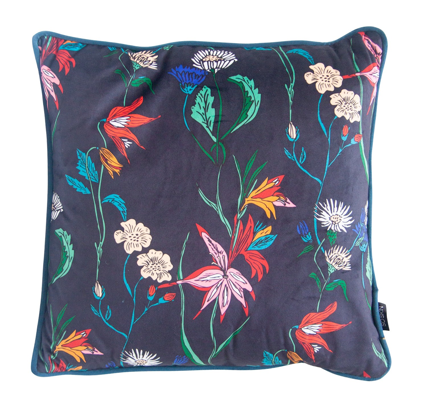 COUSSIN FLEURS D'ARTIFICE NOIR