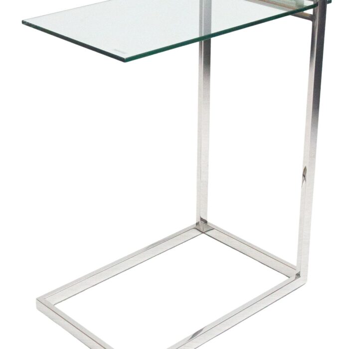 TABLE D'APPOINT ARGENT INOX VERRE 8 MM 30*45*60