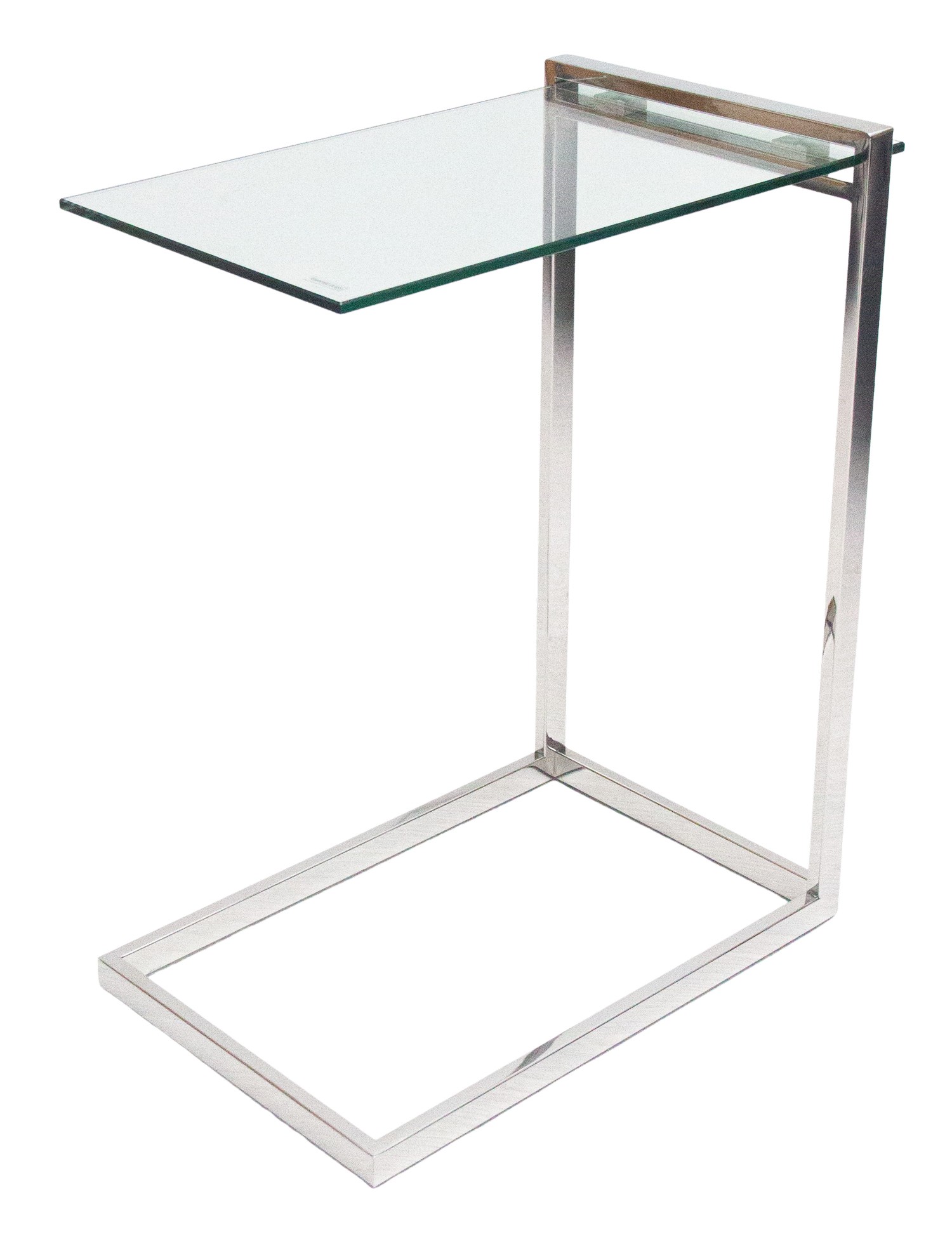 TABLE D'APPOINT ARGENT INOX VERRE 8 MM 30*45*60