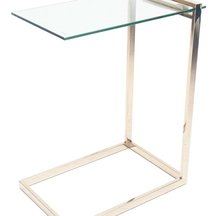 TABLE D'APPOINT DORE INOX VERRE 8 MM 30*45*60