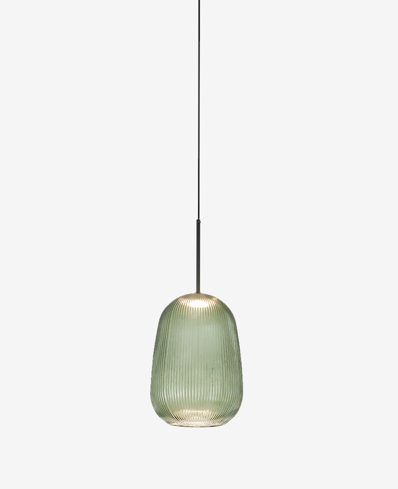 SUSPENSION EN VERRE VERT D23*H51 CM