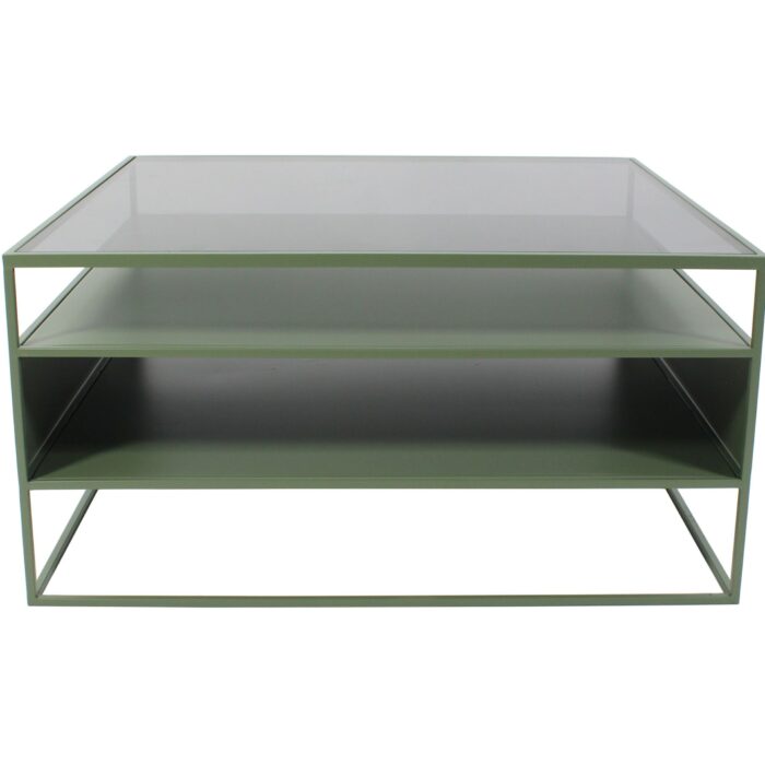 TABLE BASSE EN METAL VERRE NOIR-D80*H35CM