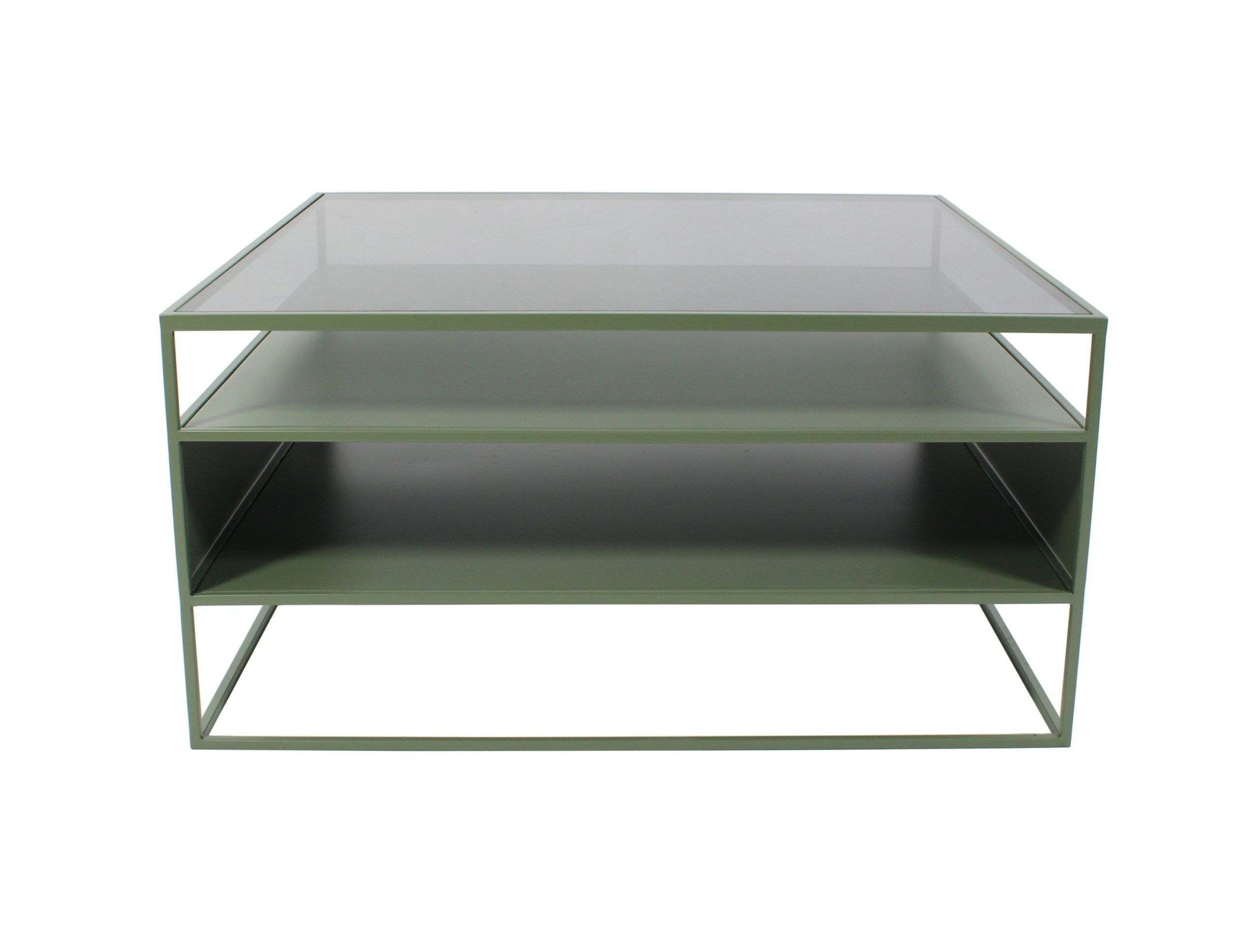 TABLE BASSE EN METAL VERRE NOIR-D80*H35CM