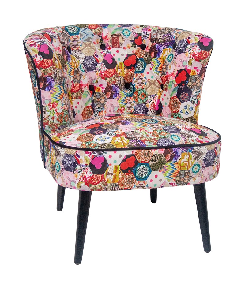 FAUTEUIL CAPITONNE CHIC - PATCHWORK 100% POLYSTER