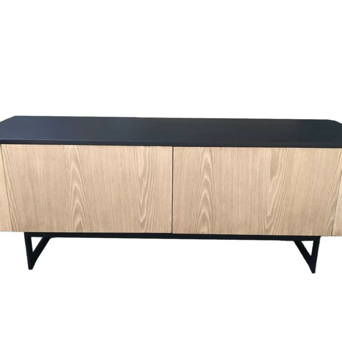 MEUBLE TV-BOIS NATUREL/NOIR- 120x35x45