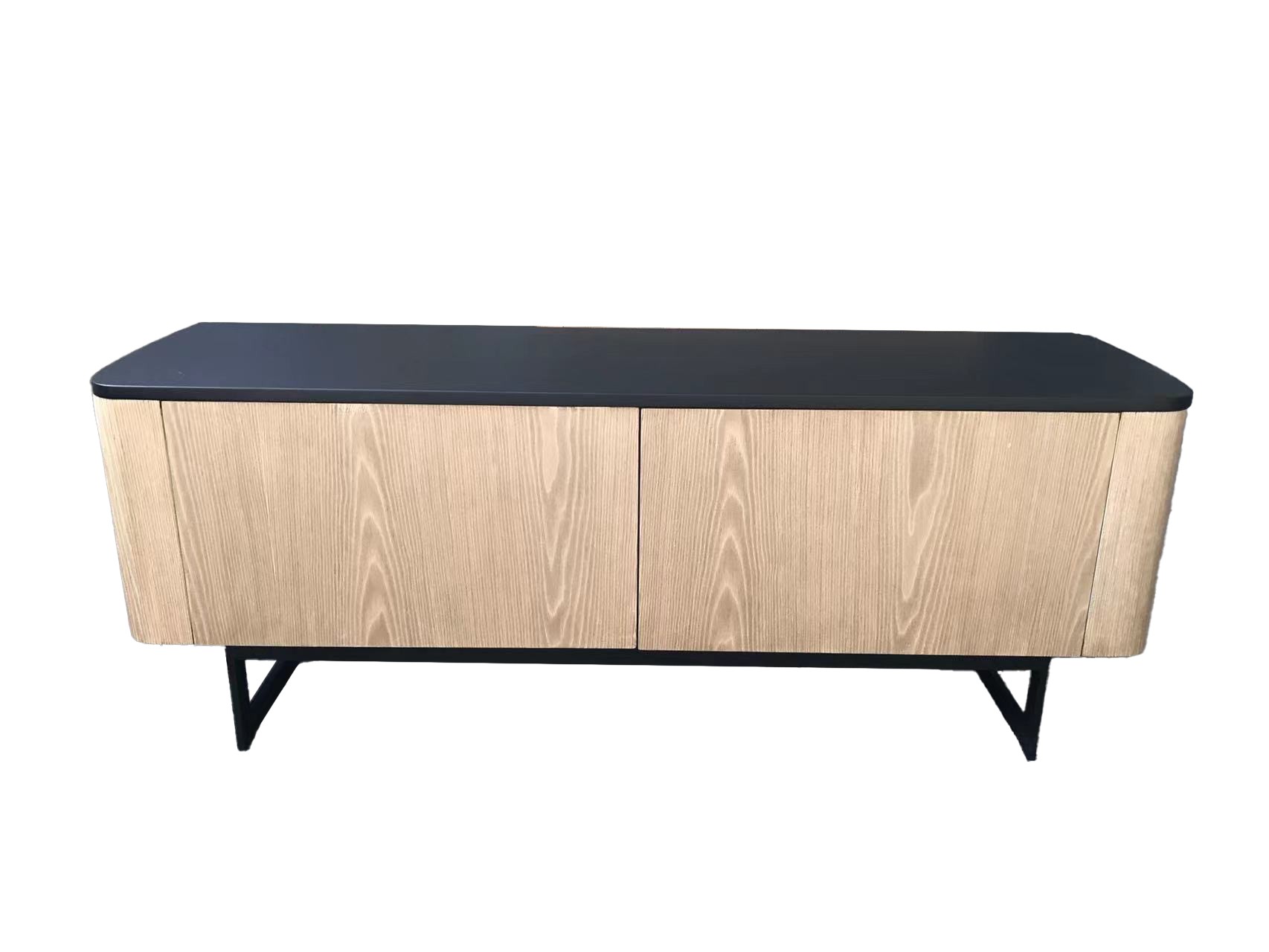 MEUBLE TV-BOIS NATUREL/NOIR- 120x35x45